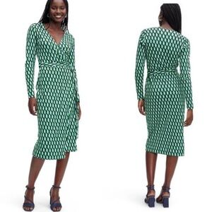 Diane Von Furstenberg DVF x Target  Midi Arrow Geo Green Wrap Dress Size M